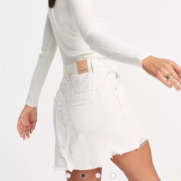 Free People Brea Cut Off Denim Skirt - Picture 2 of 15